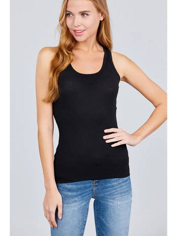 Fitted Racerback Rib Tank Top