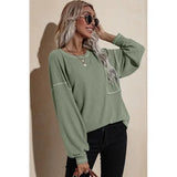 Round Neck Long Sleeve Knit Top