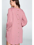 Plus Size Striped Bubble Sleeve Dress