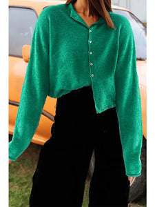 Fashion-W Knit Button Drop Shoulder Sweater Cardigan