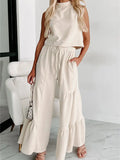 Sleeveless Top and Flare Pants Set