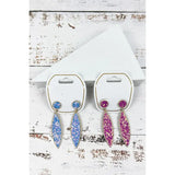 Oval Shaped Glitter Post Earring