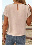 Fashion-W Solid Color Knot Front Crinkled Blouse