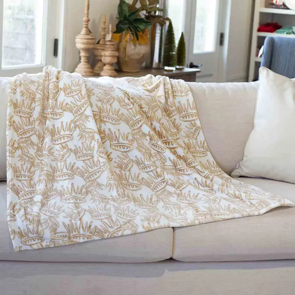 La Couronne Throw White/Gold 50x60