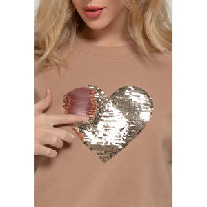 Valentine Sequin Heart Slim-Fit Fleece Sweatshirt