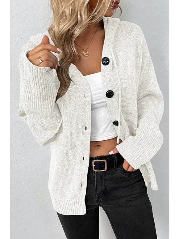 KNITTED Hoddy Style Button Down Cardigan