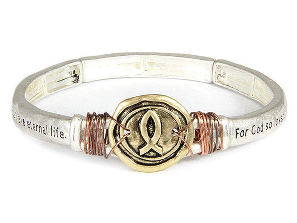 Jewelry: John 3:16 Bracelet, Worn Tri Tone