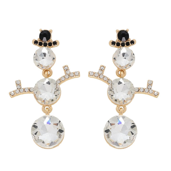 3 Tier Crystal Gemstone Snowman Earrings