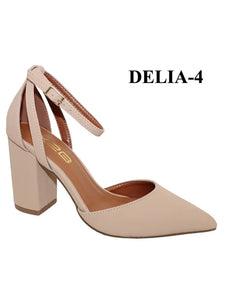 Mid Chuncky Heel Closed Toe Pump with Ankle Strap
