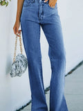 Split Mid Waist Style Denim SLACKS