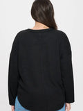 Plus Solid Notch Neck Knit Top