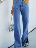 Split Mid Waist Style Denim SLACKS