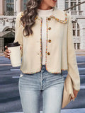 Buttoned Split-Joint Long Sleeves Loose Lapel Outerwear