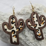 Western Cactus Leopard Earrings