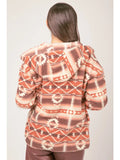 PLUS Size Aztec Print Hood Oversize Fleece Jacket