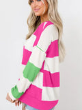 Colorblock Striped Drop Shoulder Long Sleeve Top