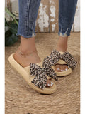 Contrast Leopard Bow Decor Casual Comfort Slippers