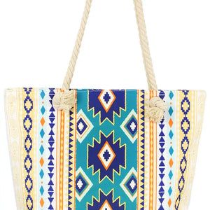 Multi Vibrant Color Aztec Print Tote Bag