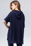Hooded Fall Fashion Top , Navy