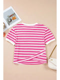 PRETTY BASH Stripe Textured Knit Short Sleeve Tee
