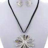 Abalone Blossom Daisy Flower Pendent Set