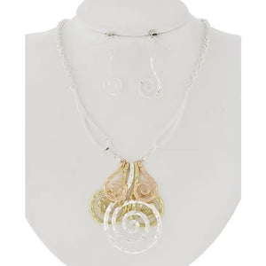 Round Swirl Design Necklace & Earrings Set