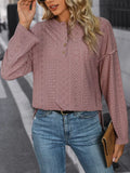 Long Sleeve Solid Color Knitted Jacquard Top