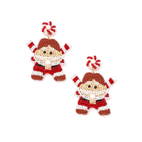 Beaded Santa Claus Christmas Earrings