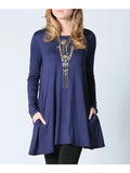 Boatneck L/S Swing Tunic Pocket