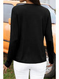 Fashion-W Asymmetric Seam Detail Solid Color Long Sleeve Top