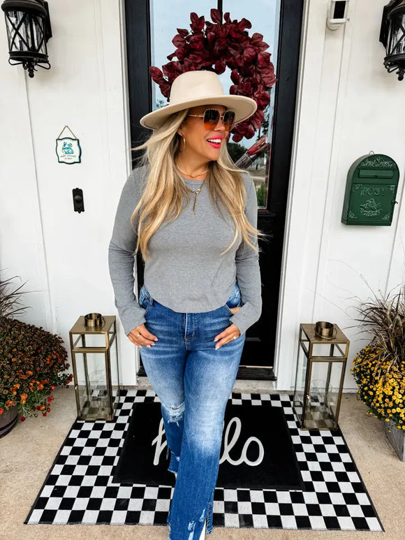 Elena Curve Hem Ribbed Top