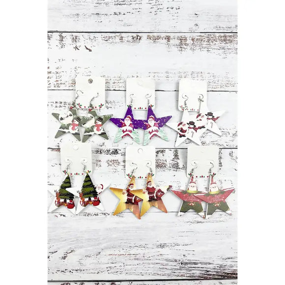 Star Christmas Tree Snowman Santa Hook Earring