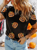 Sequin Pumpkin Face Halloween T Shirt