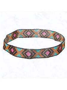 Aztec Pattern Seed Beads Hat Brim Band