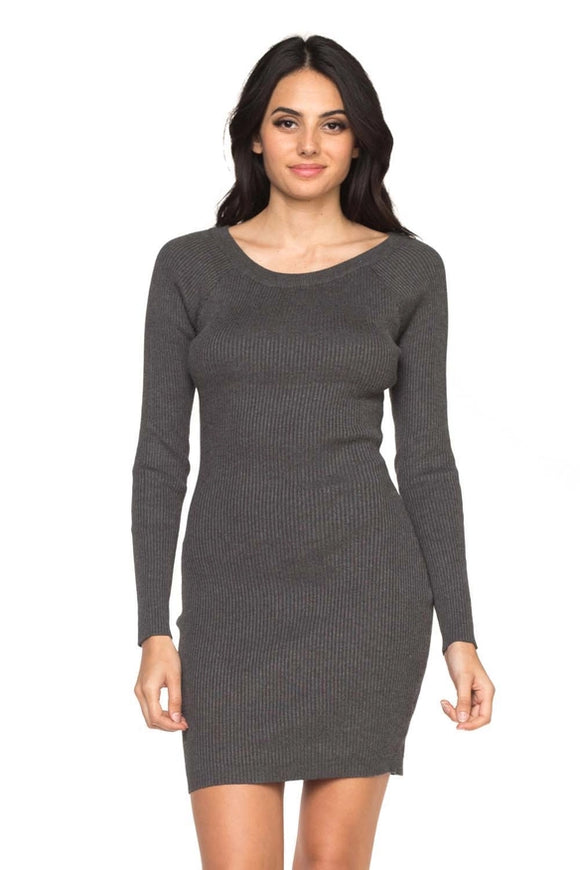 Knit Sweater Dress, Charcoal