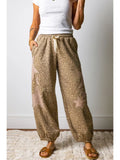 Western Leopard Star Patched Drawstring Jogger Pants