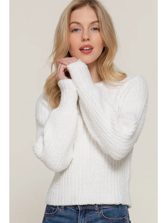 Long Slv Crew Neck Cozy Sweater