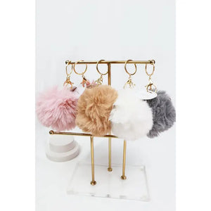 MAUVE TONE FUR POM POM KEYCHAIN