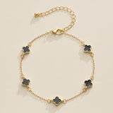 Enamel Clover Charm Bracelet — Dainty Gold Chain