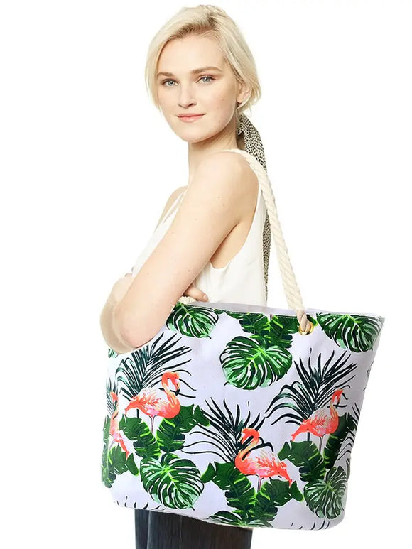 Canvas  Lining Cotton Rope Beach Bag