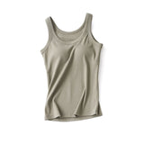 Essential Basic Rib Tank Top with Built in Bra