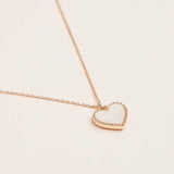 Gold Heart Pendant Necklace with Enamel and Crystal Charm