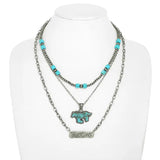 Western Navajo Pearl Beaded Horse"MAMA" Chain Necklace