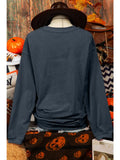 Fashion Halloween Pumpkin Spice Ribbed Round Neck Sweatshirt