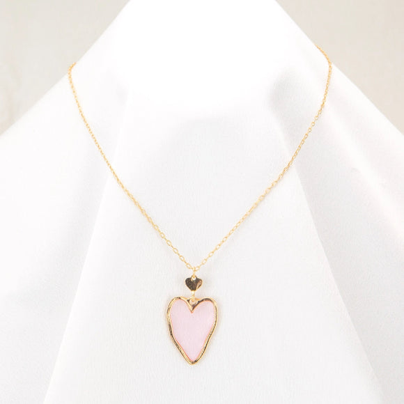 Devotion Heart Necklace Gold/Pink  16