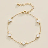 Enamel Clover Charm Bracelet — Dainty Gold Chain