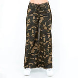 Camouflage Frayed Edge Wide Leg PANTS-