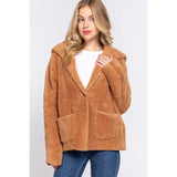 Long Dolman Slv Hoodie Sherpa Jacket