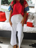 Stars Stripes Short Puff Sleeve Top
