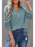 Solid Knit Lapel Half Zip Long Sleeve Pullover